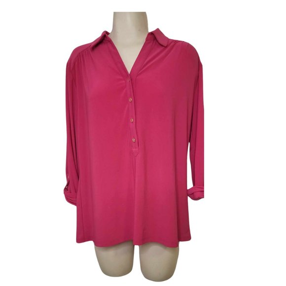 SPRING ANNE KLEIN PINK LONG-SLEEVE WOMEN'S TOP SIZE M - Picture 2 of 6
